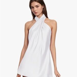 Elegant White Halter Dress